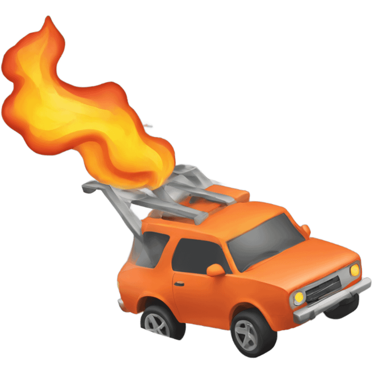 car on fire jumping off a ramp emoji