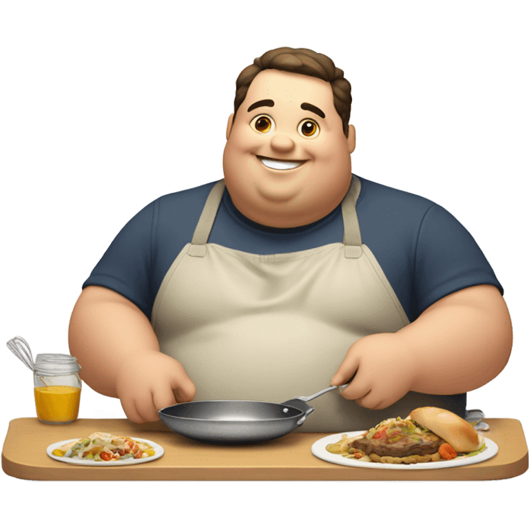 Fat guy eating cooking  emoji