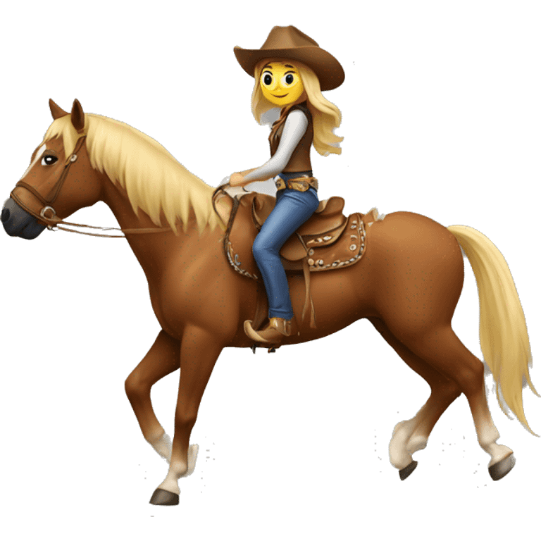 Cowgirl riding a horse  emoji