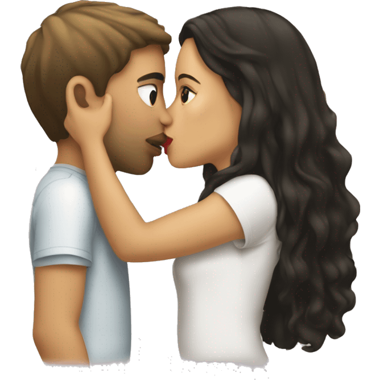 Blonde girl kissing brunette boy emoji