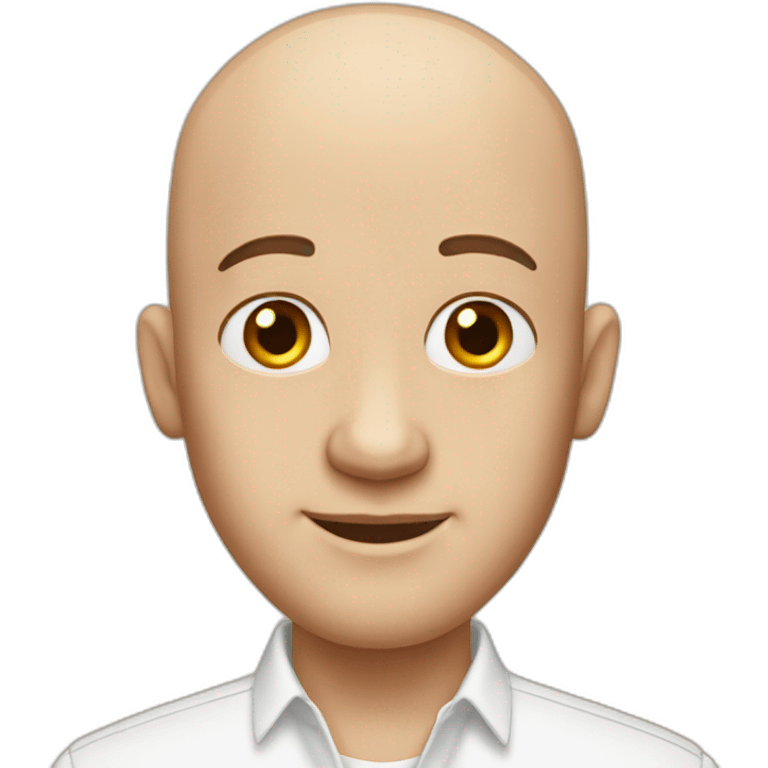 Bald man in white shirt and an earing emoji