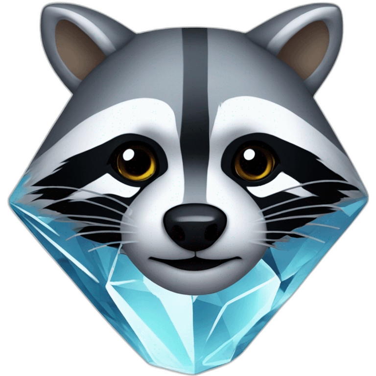 raccoon head in a crystal emoji