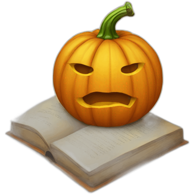 Pumpkin with a book emoji