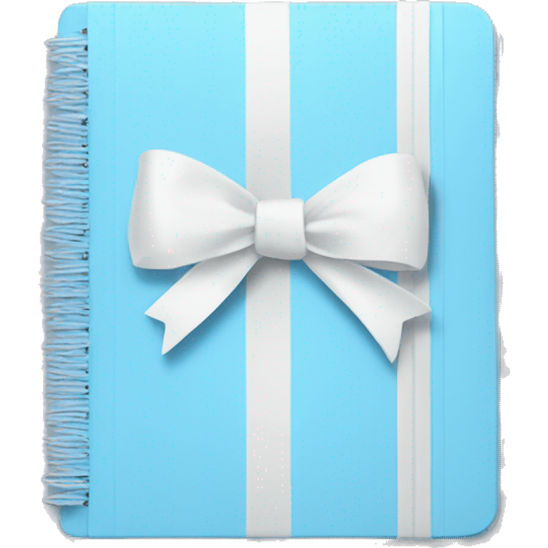 Pastel blue notebook with a white bow on it emoji