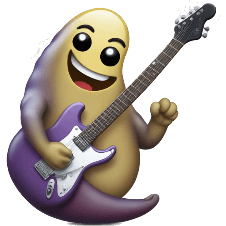 Happy slug playing electric guitar emoji