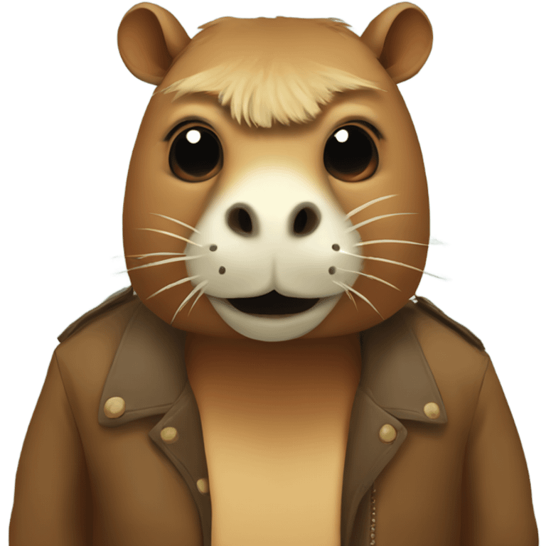 Capybara with a dinosaur mask on emoji