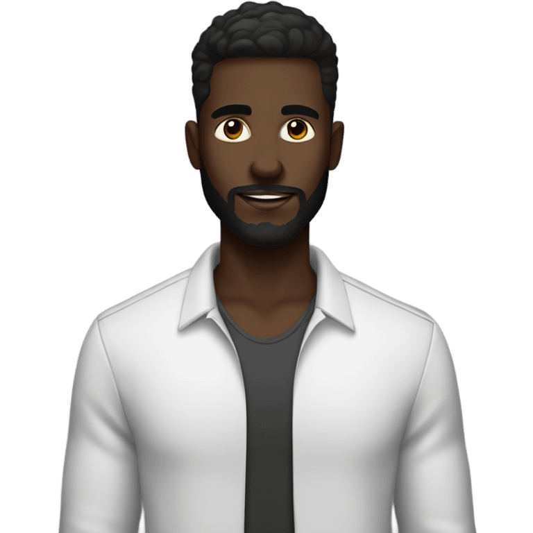 Handsome deep dark skin man with beard and high fade emoji