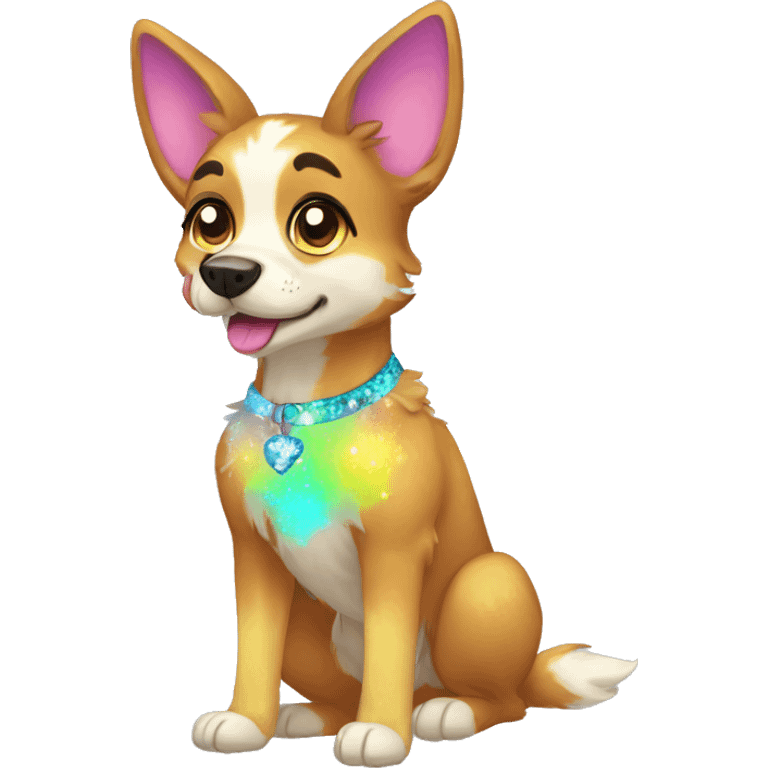 Colorful Sparkle-dog-fursona full body emoji