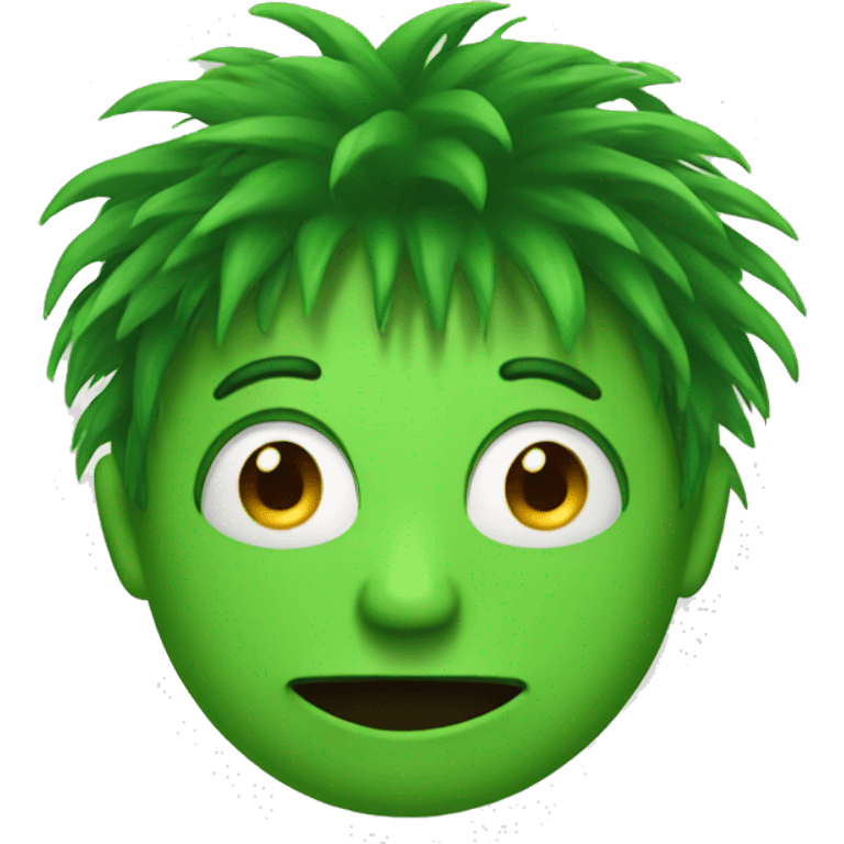 funny green face with hair emoji