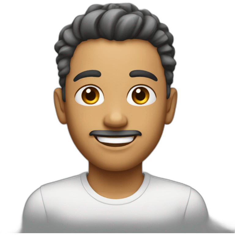 create white emoji, with short hair on the sides and short hair on top, with open eyes, long eyelashes and smiling, without brushes emoji