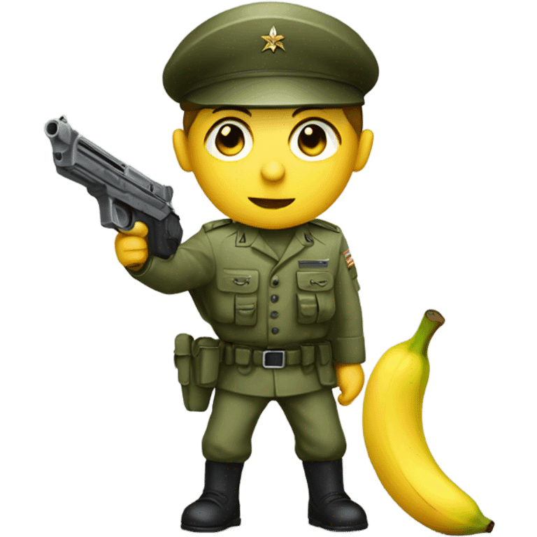 us army man holding a banana as gun emoji