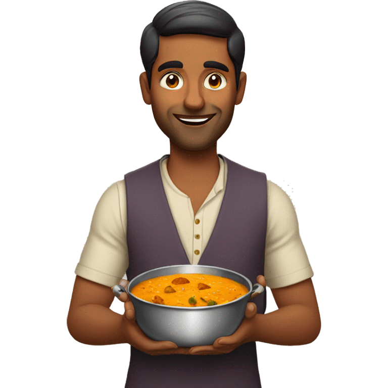 Indian man holding curry emoji