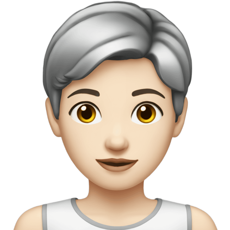 pale skin young woman with a black short hair wearing shirt emoji