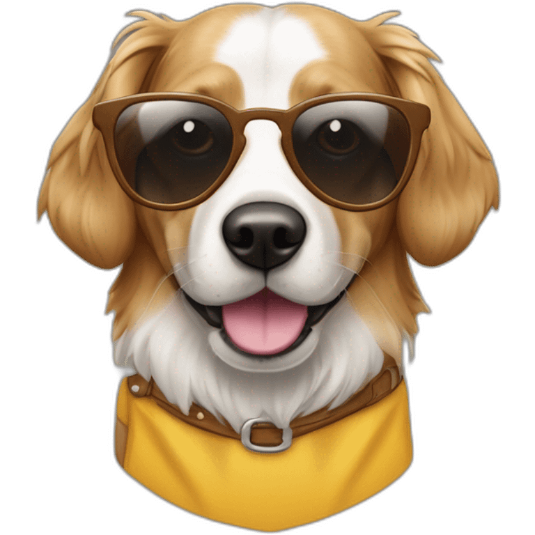 Chien Épagneul breton amusant avec des lunettes de soleil et une pinte de bierre emoji