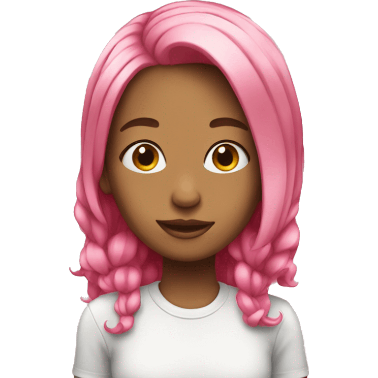 Girl with pink hair happy  emoji