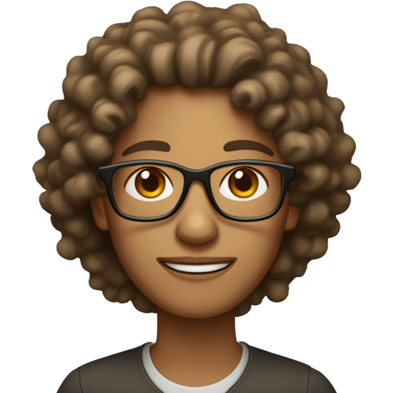 Light brown psychologist with curly hair and with dark and light brown glasses  emoji