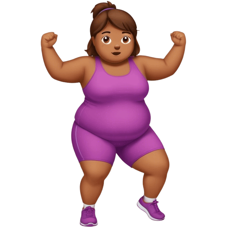 Chubby Brown girl brown hair exercising  emoji