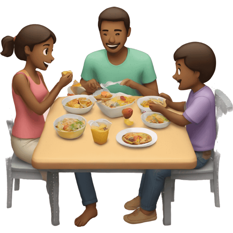 Parents eating lunch with their babies emoji