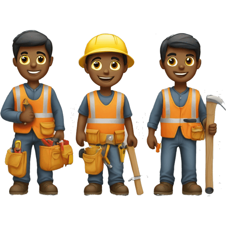 young group of carpenter working emoji