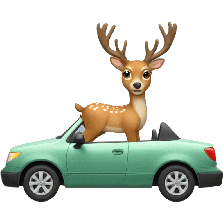 Deer driving a car emoji