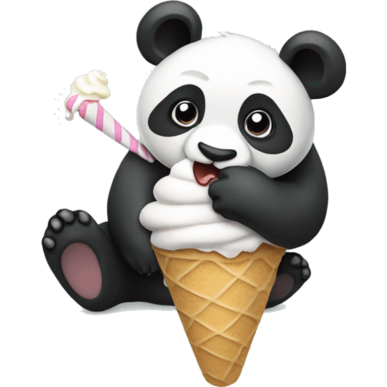 Panda eating ice cream emoji