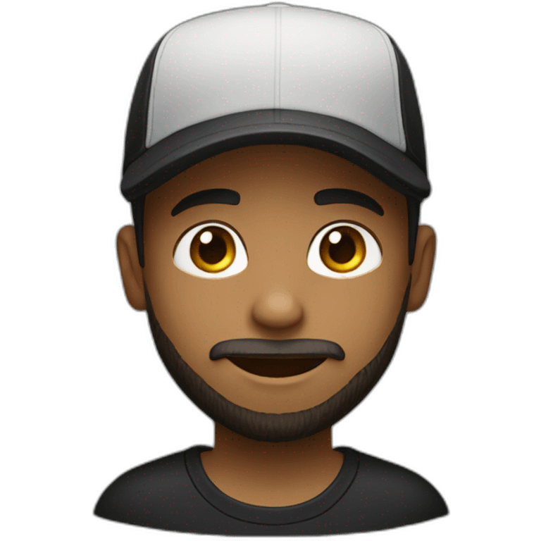 Boy with beard, cap and black t-shirt and a mouse emoji