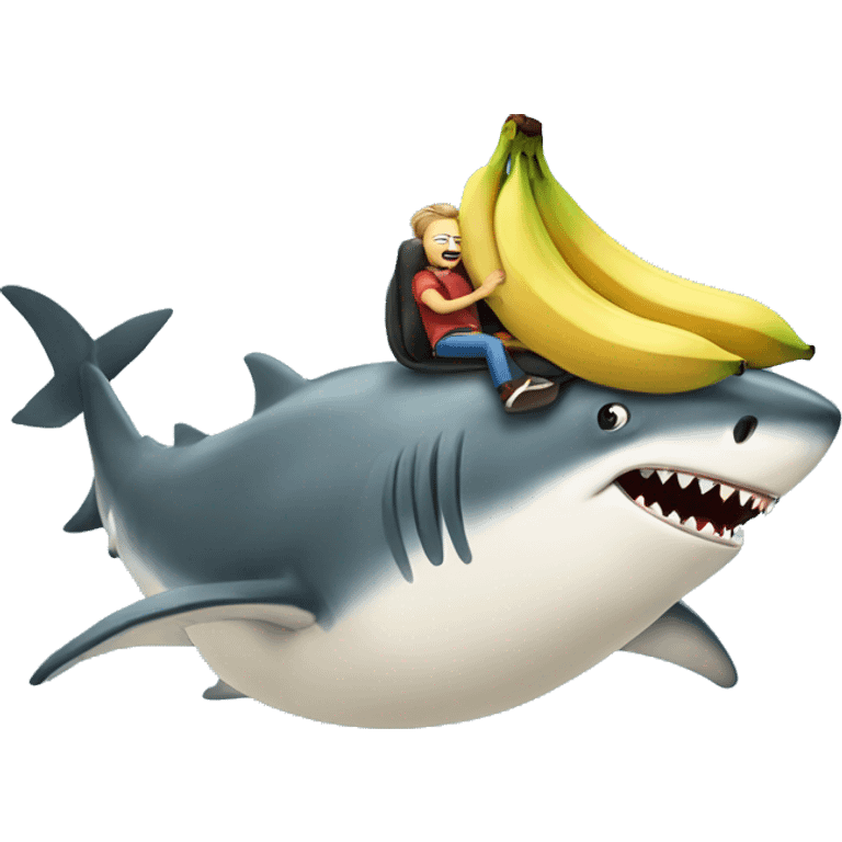 Banana riding a shark emoji