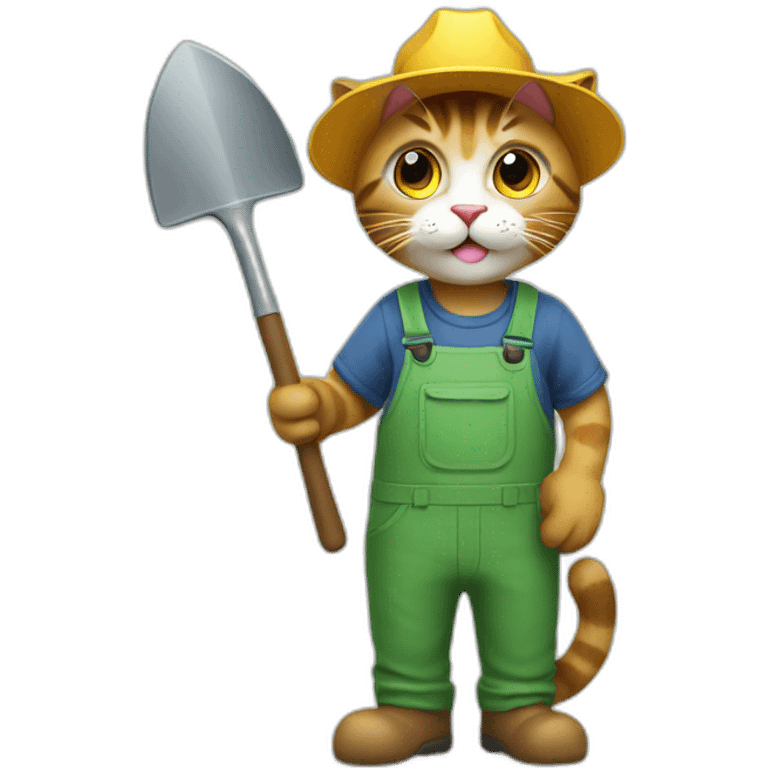 cat -gardener with a shovel emoji