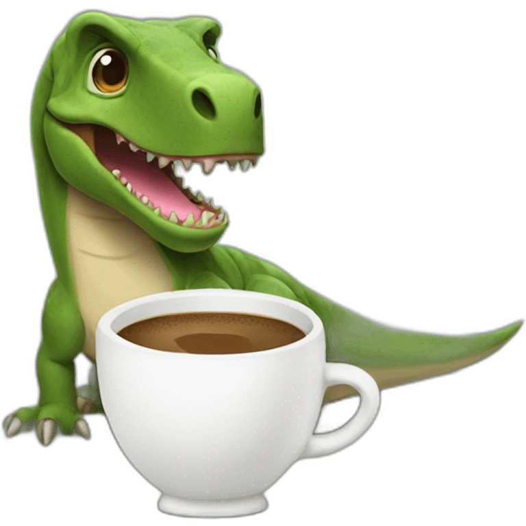 dino with coffee emoji