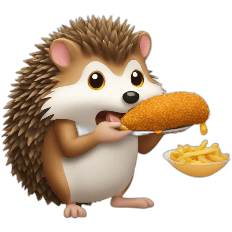 Hedgehog eating fried chicken emoji