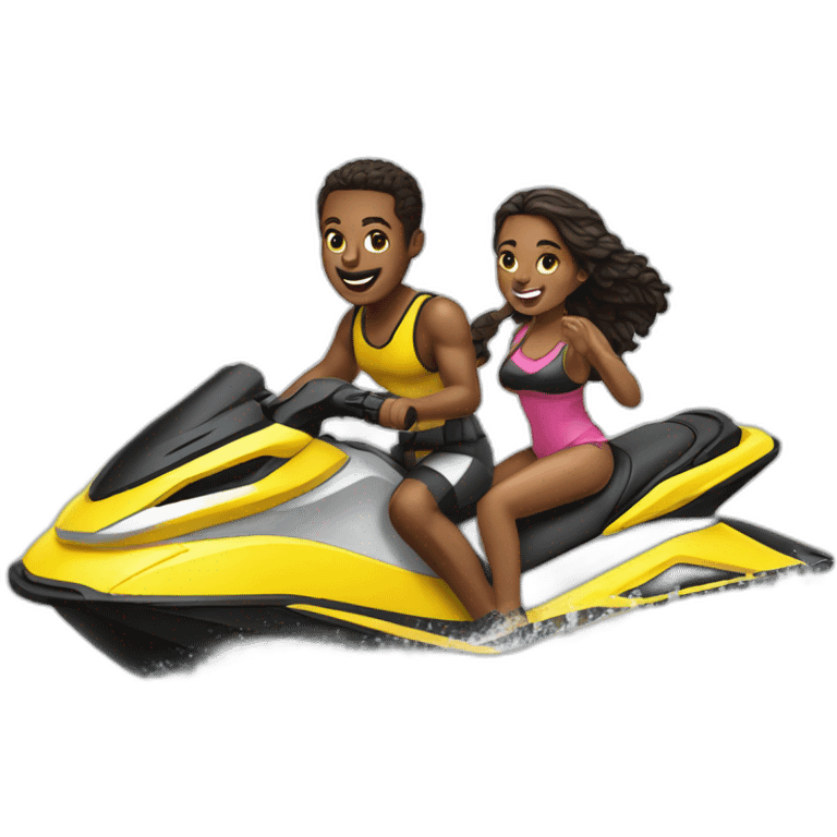 twin bitches hopping off a jet ski emoji