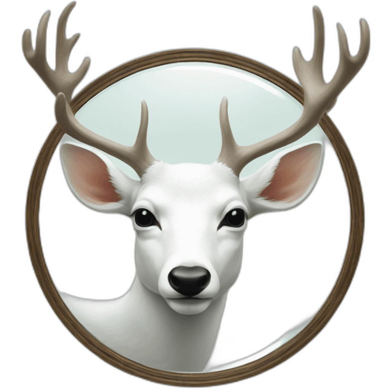 white deer reflected the mirror emoji