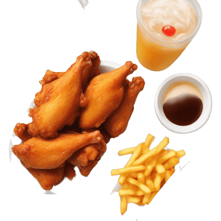 Chicken wings with fries and bubble tea emoji