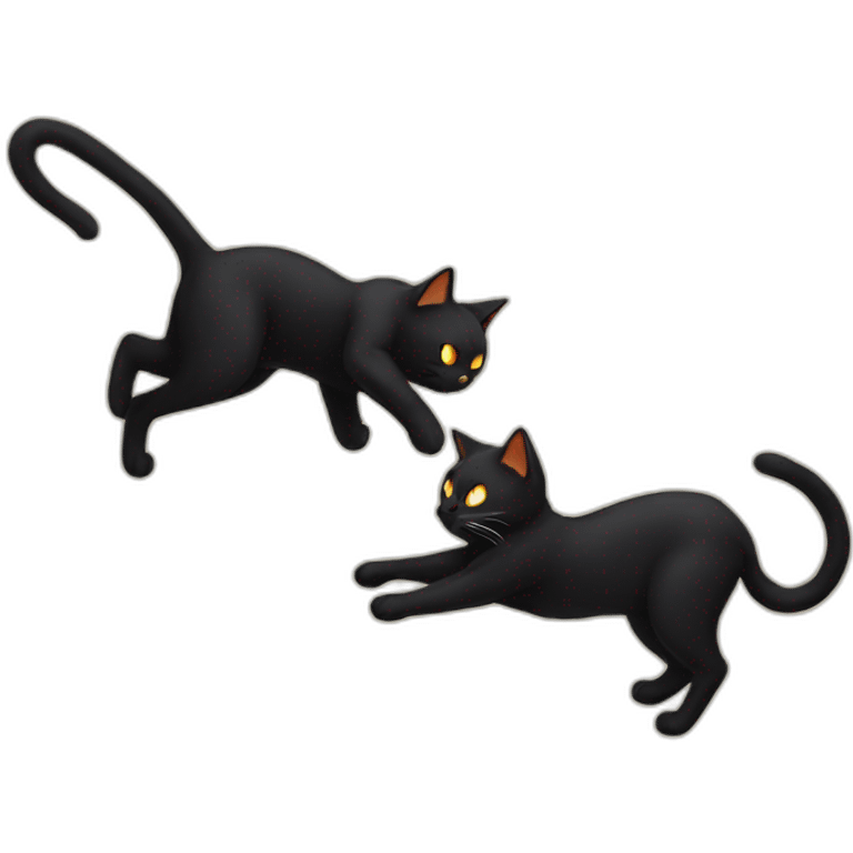 black cat fighting orange cat emoji