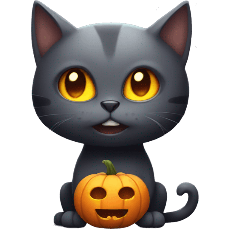 Pumpkin cat glowing eyes bats  emoji