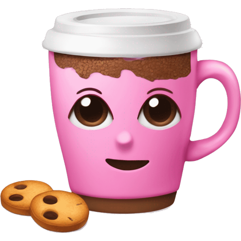 Taza rosada de café con malvadiscos  emoji