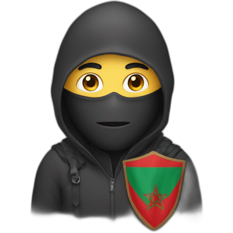 A thief wearing a Moroccan flag mask emoji