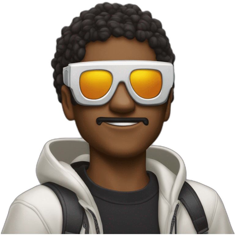 Crazy antz streetwear cybertech smart glasses point from him up doing a moonwalker emoji