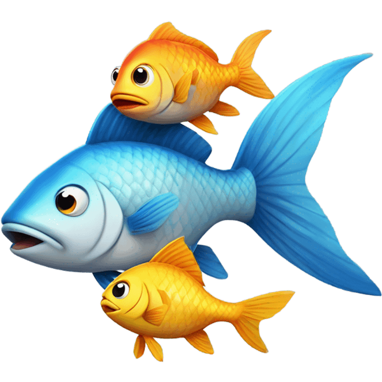 fish climbing on another fish emoji