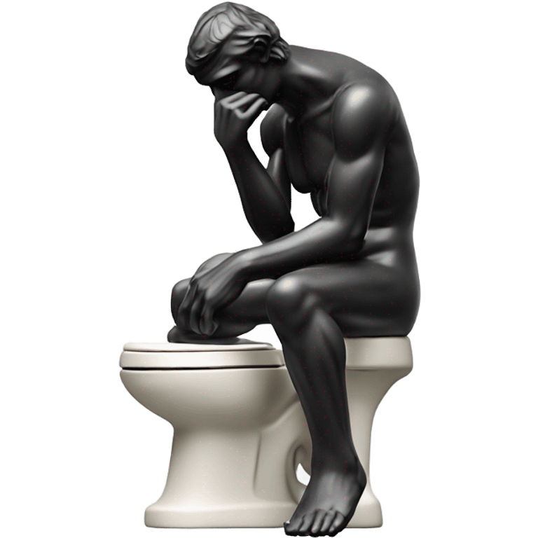 rodin sculpture the thinker but sitting on a toilet emoji