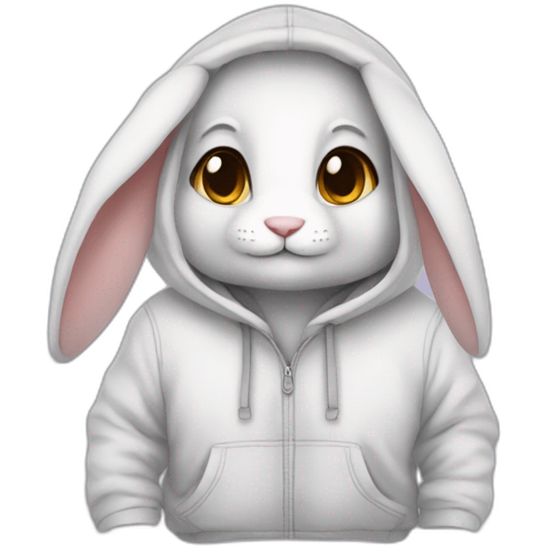 A rabbit with an Evoli hoodie emoji