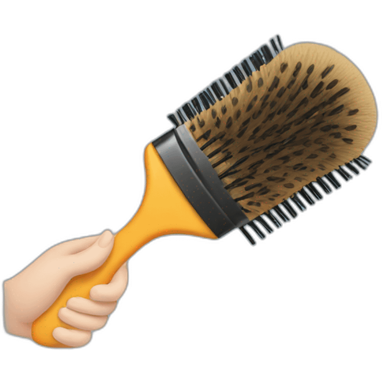 a hand holding a pet hair brush emoji