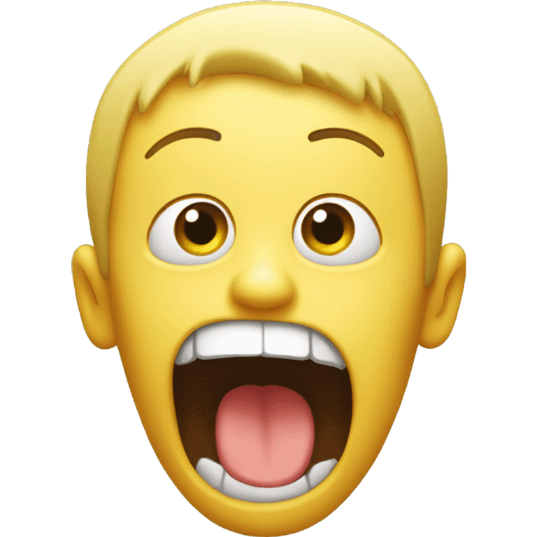 Shocked face with yellow bone in mouth emoji