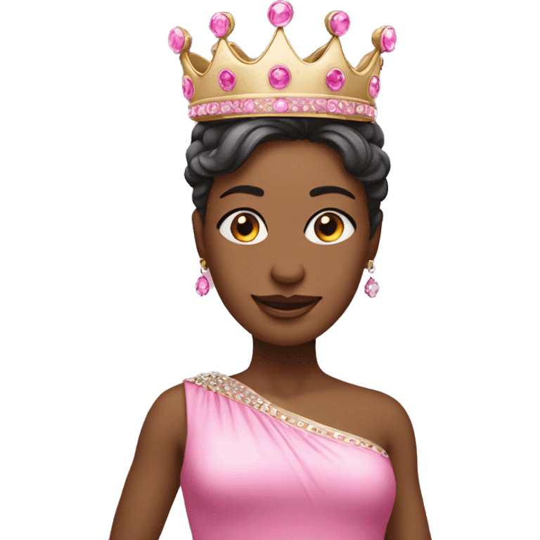 Dancer dressed in pink with crown emoji