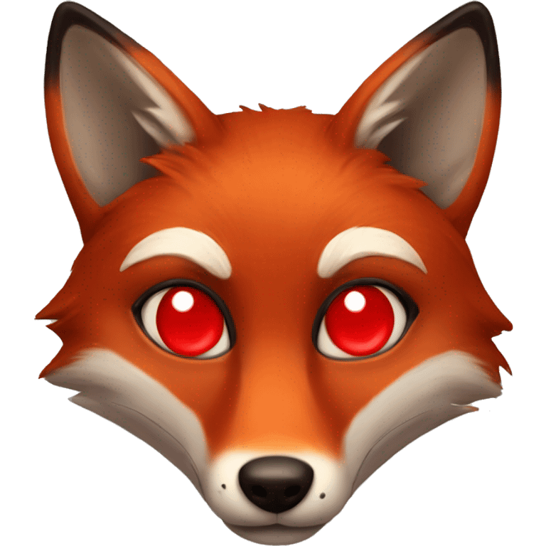 dark red fox face with tiny red heart instead of eyes emoji