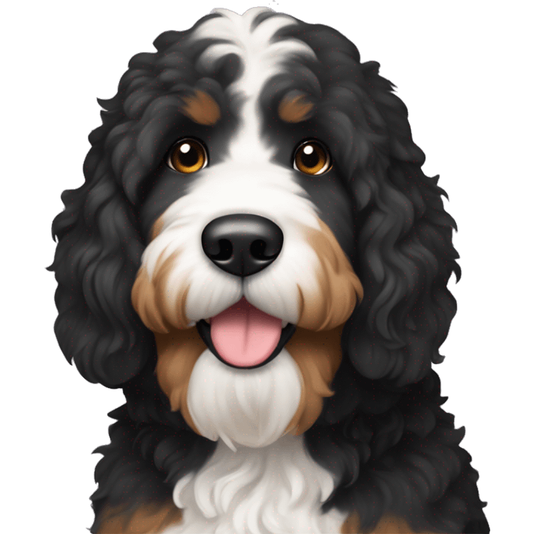 Bernedoodle with black face and white beard emoji