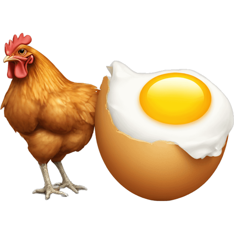 chicken eating an egg emoji