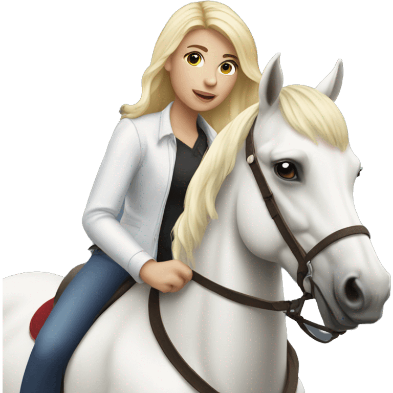 Girl with blonde hair riding a white horse emoji