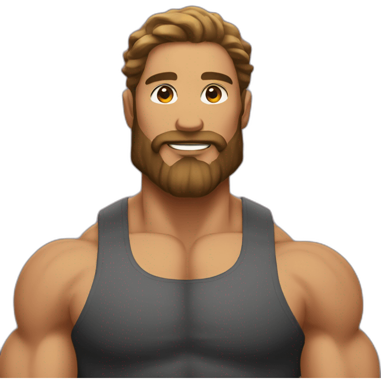 Bodybuilder with beard and long hair emoji