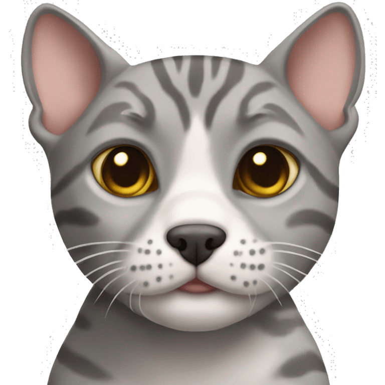 Gray tabby cat with a pitbull blue nose  emoji